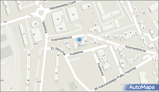 Kościerzyna, Rzemieślnicza, 23, mapa Kościerzyna