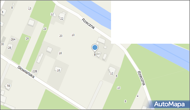 Kosewko, Rzeczna, 8, mapa Kosewko