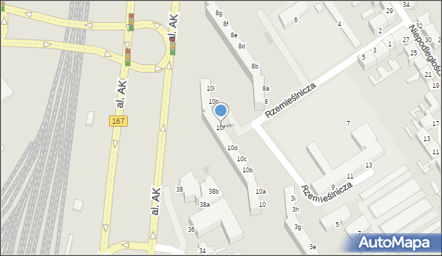 Koszalin, Rzemieślnicza, 10f, mapa Koszalina