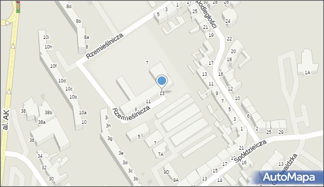 Koszalin, Rzemieślnicza, 13, mapa Koszalina