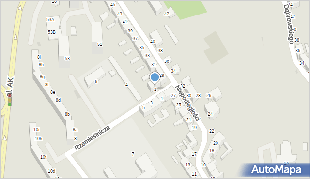 Koszalin, Rzemieślnicza, 2, mapa Koszalina