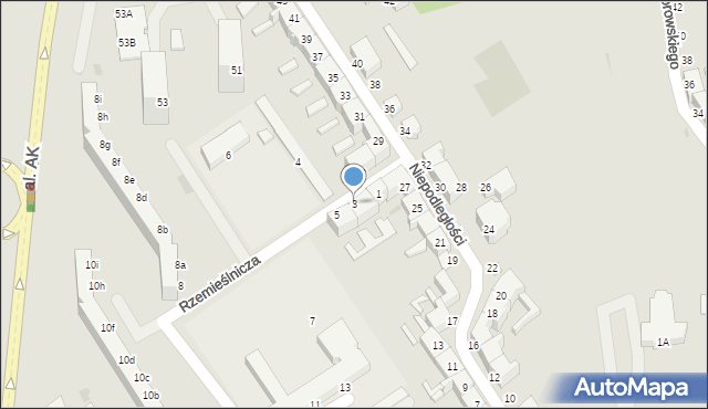 Koszalin, Rzemieślnicza, 3, mapa Koszalina