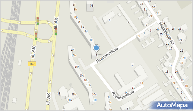 Koszalin, Rzemieślnicza, 8, mapa Koszalina