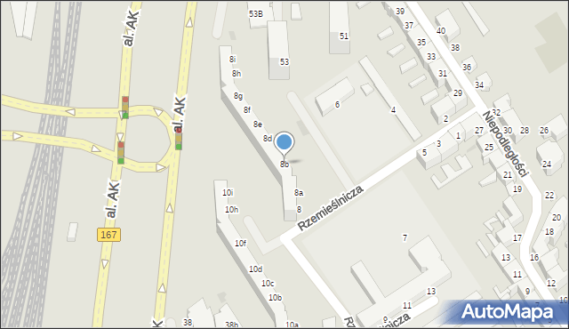 Koszalin, Rzemieślnicza, 8b, mapa Koszalina