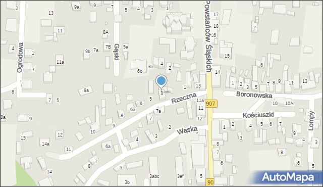 Koszęcin, Rzeczna, 3, mapa Koszęcin
