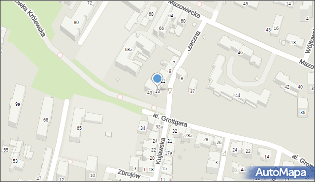 Kraków, Rzeczna, 13, mapa Krakowa