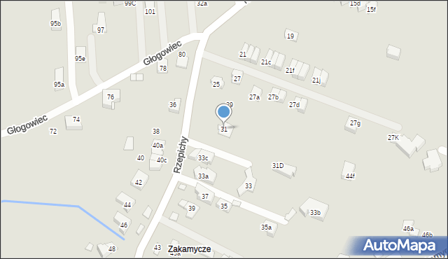 Kraków, Rzepichy, 31, mapa Krakowa