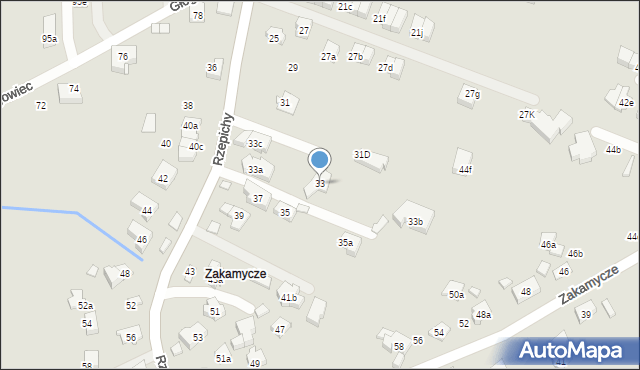 Kraków, Rzepichy, 33, mapa Krakowa