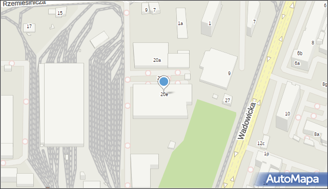 Kraków, Rzemieślnicza, 20e, mapa Krakowa