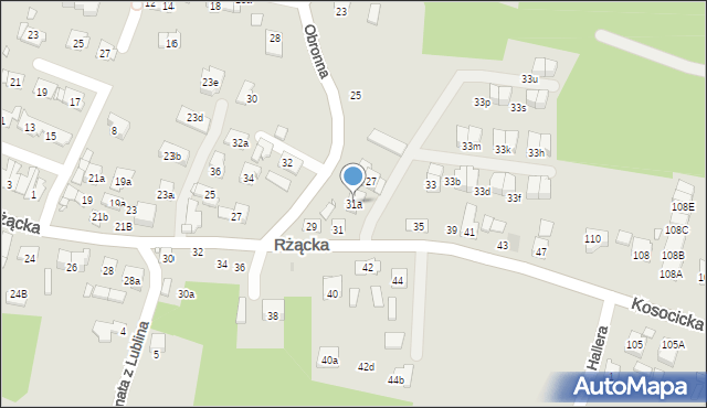 Kraków, Rżącka, 31a, mapa Krakowa