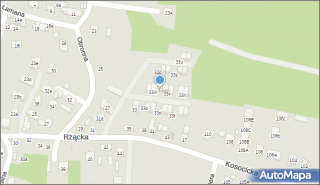 Kraków, Rżącka, 33l, mapa Krakowa