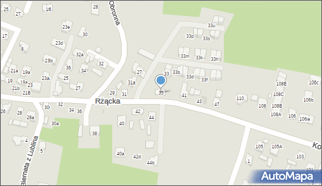 Kraków, Rżącka, 35, mapa Krakowa