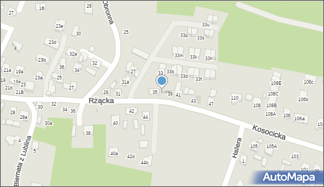 Kraków, Rżącka, 37, mapa Krakowa