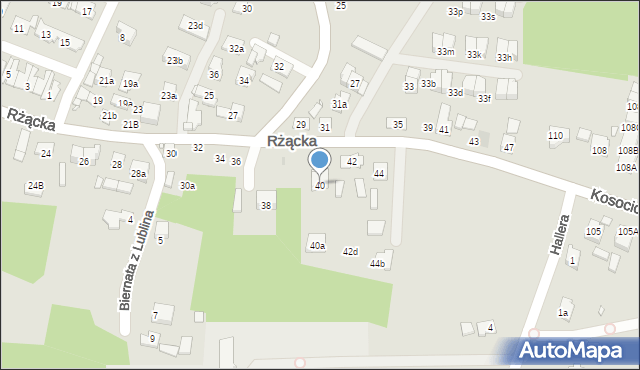 Kraków, Rżącka, 40, mapa Krakowa