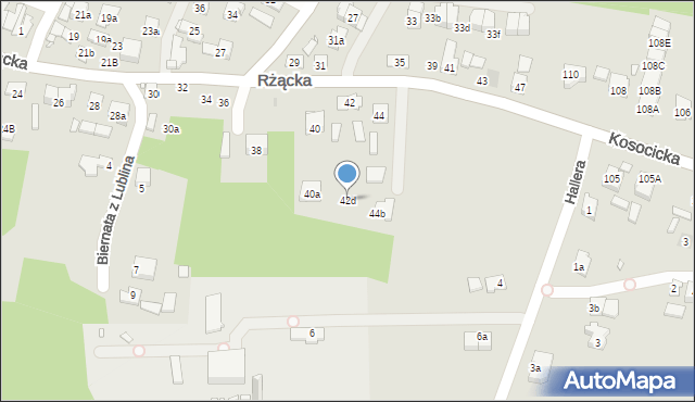 Kraków, Rżącka, 42d, mapa Krakowa