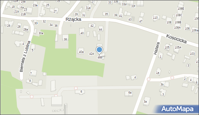 Kraków, Rżącka, 44b, mapa Krakowa