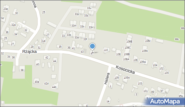 Kraków, Rżącka, 47, mapa Krakowa