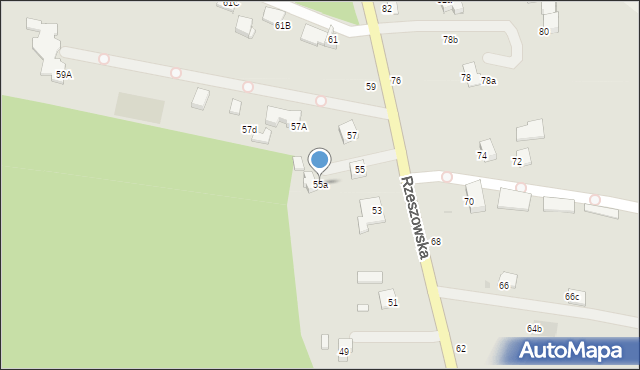 Krosno, Rzeszowska, 55a, mapa Krosna