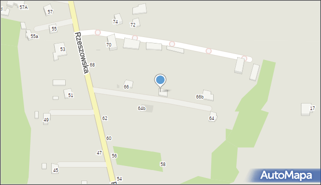 Krosno, Rzeszowska, 66c, mapa Krosna