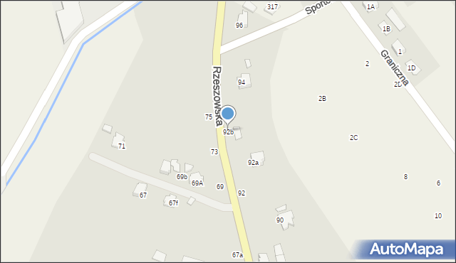 Krosno, Rzeszowska, 92b, mapa Krosna