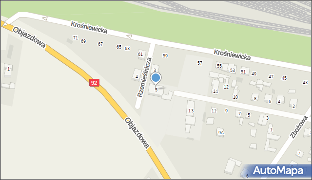Kutno, Rzemieślnicza, 5, mapa Kutno
