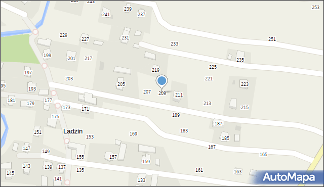 Ladzin, Rzeszowska, 209, mapa Ladzin