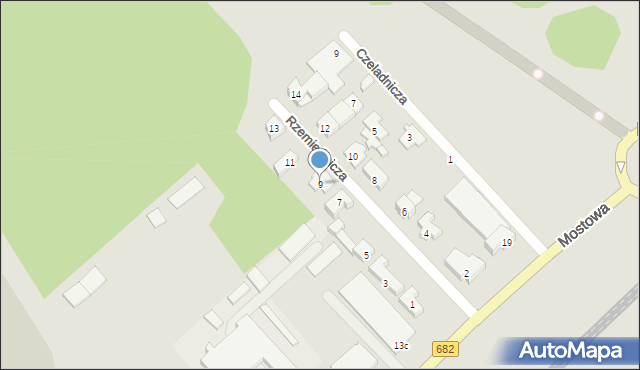 Łapy, Rzemieślnicza, 9, mapa Łapy