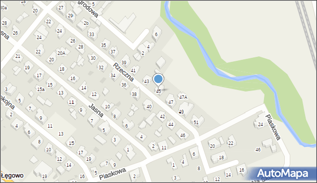 Łęgowo, Rzeczna, 45, mapa Łęgowo