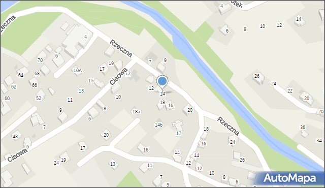 Łodygowice, Rzeczna, 14, mapa Łodygowice