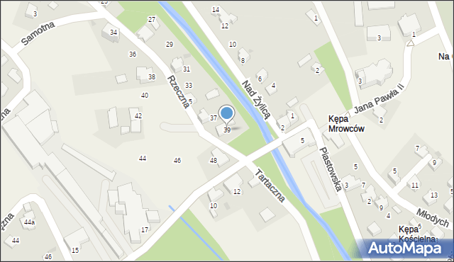 Łodygowice, Rzeczna, 39, mapa Łodygowice