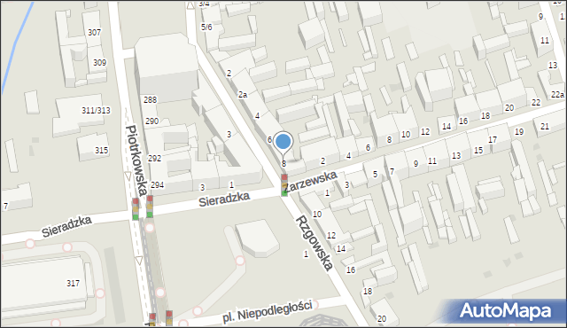 Łódź, Rzgowska, 8, mapa Łodzi
