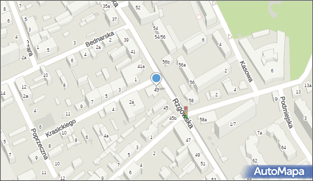 Łódź, Rzgowska, 43, mapa Łodzi