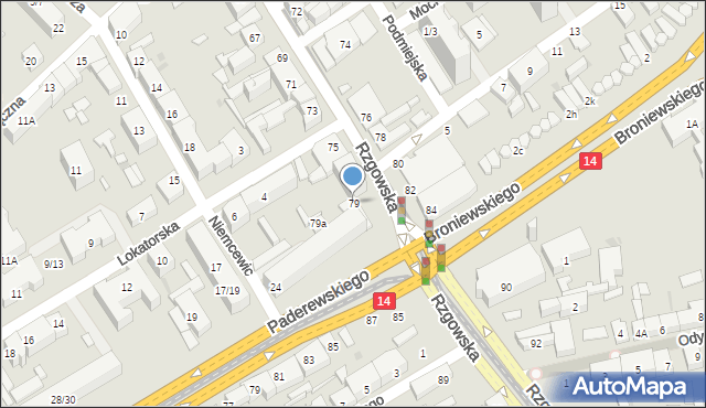 Łódź, Rzgowska, 79, mapa Łodzi