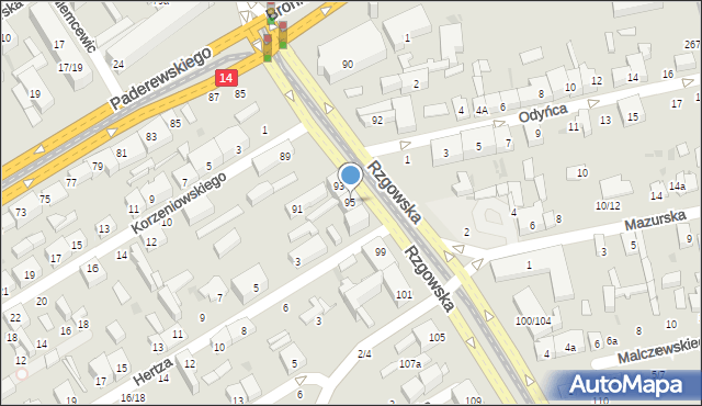 Łódź, Rzgowska, 95, mapa Łodzi
