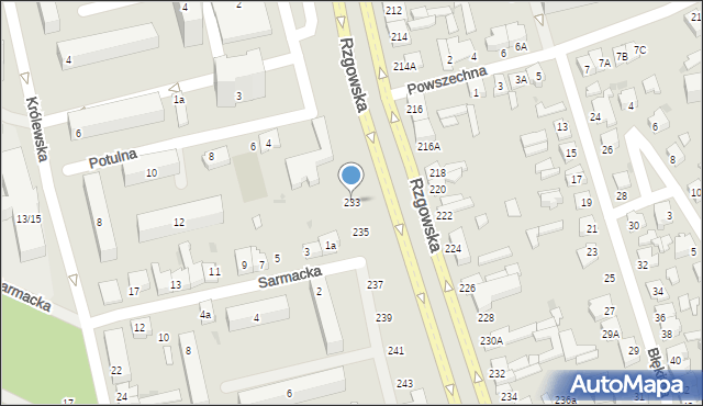 Łódź, Rzgowska, 233, mapa Łodzi