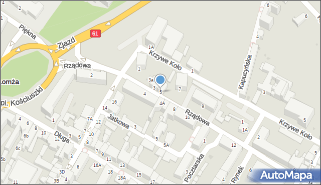 Łomża, Rządowa, 5, mapa Łomży