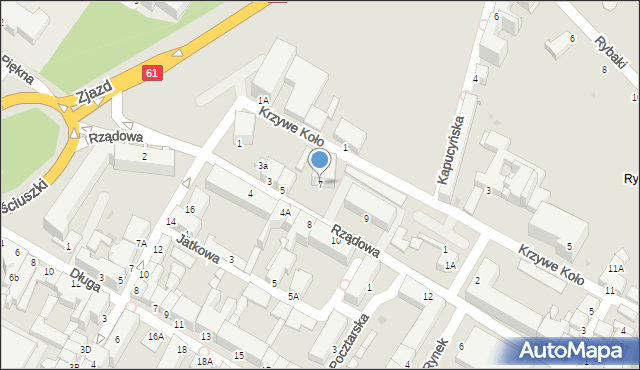Łomża, Rządowa, 7, mapa Łomży