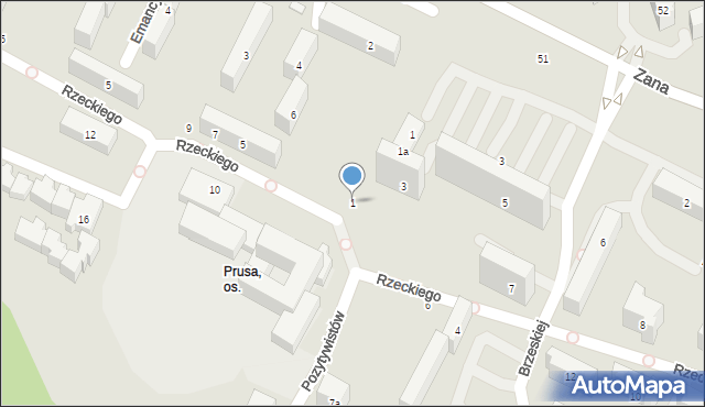 Lublin, Rzeckiego Ignacego, 1, mapa Lublina