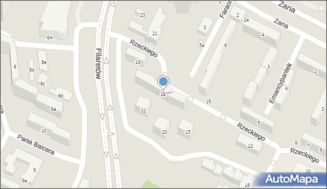 Lublin, Rzeckiego Ignacego, 14, mapa Lublina