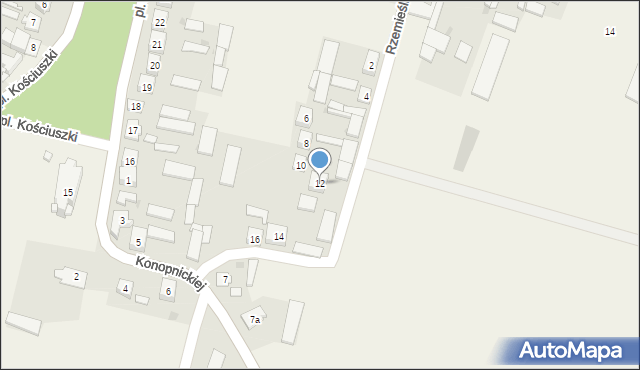 Lutocin, Rzemieślnicza, 12, mapa Lutocin