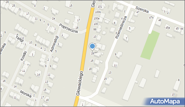 Malbork, Rzemieślnicza, 14, mapa Malborka