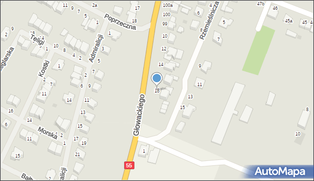 Malbork, Rzemieślnicza, 18, mapa Malborka