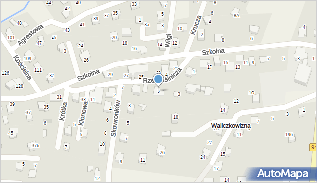 Meszna, Rzemieślnicza, 5, mapa Meszna