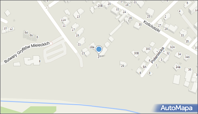 Mielec, Rzeczna, 27, mapa Mielca