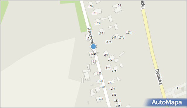 Mielec, Rzochowska, 124a, mapa Mielca
