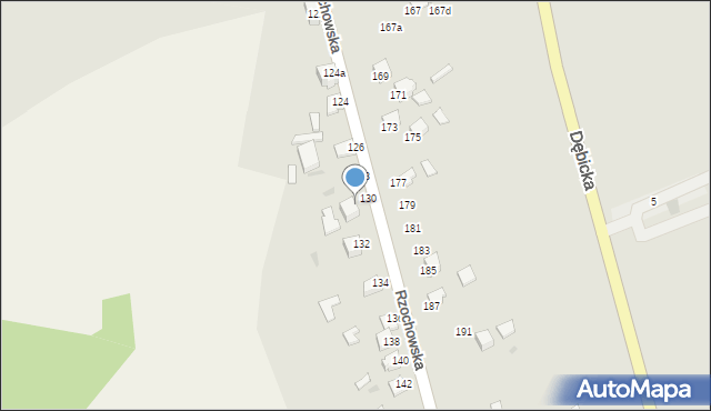 Mielec, Rzochowska, 130a, mapa Mielca