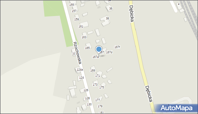 Mielec, Rzochowska, 167b, mapa Mielca