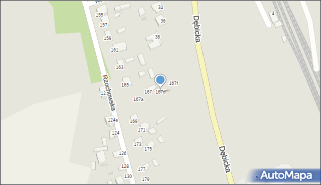 Mielec, Rzochowska, 167d, mapa Mielca