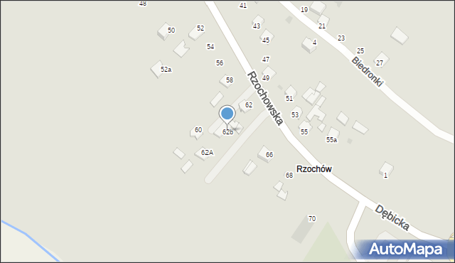 Mielec, Rzochowska, 62b, mapa Mielca