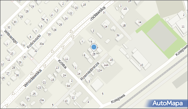 Mirków, Rzemieślnicza, 15, mapa Mirków